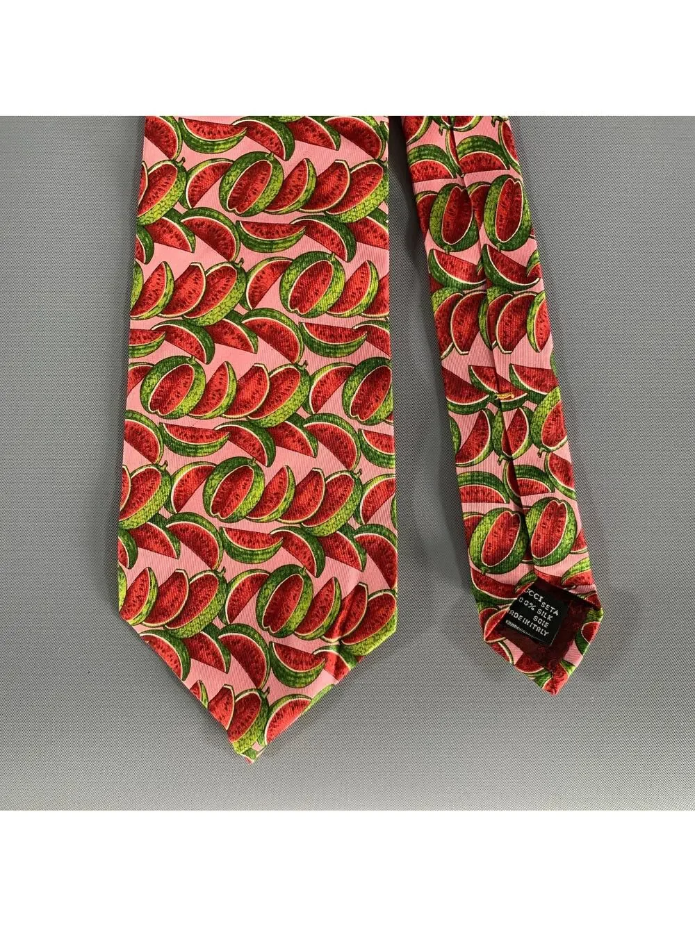 GUCCI Pink Red Watermelon Silk Tie